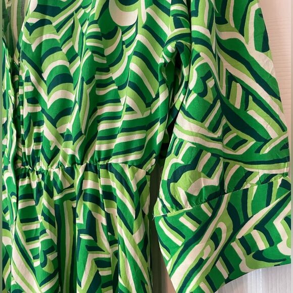 Zara Retro Vibes Green Print Dress Size Medium - Picture 6 of 12